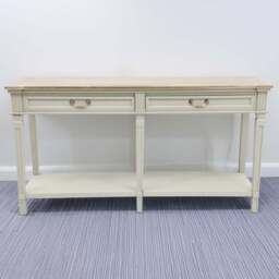 Acacia Home 2 Drawer Cream Console Table - Size: 78 x 150 x 40cm - Wilko