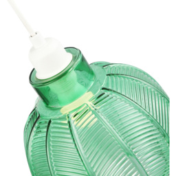 Happy Homewares Emerald Green Ribbed Leaf Glass Pendant Lighting Shade - Size: 21 x 20 x 20cm - Wilko - thumbnail 7