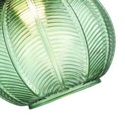 Happy Homewares Emerald Green Ribbed Leaf Glass Pendant Lighting Shade - Size: 21 x 20 x 20cm - Wilko - thumbnail 5