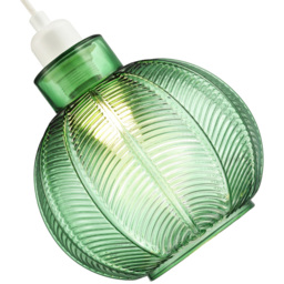 Happy Homewares Emerald Green Ribbed Leaf Glass Pendant Lighting Shade - Size: 21 x 20 x 20cm - Wilko - thumbnail 4