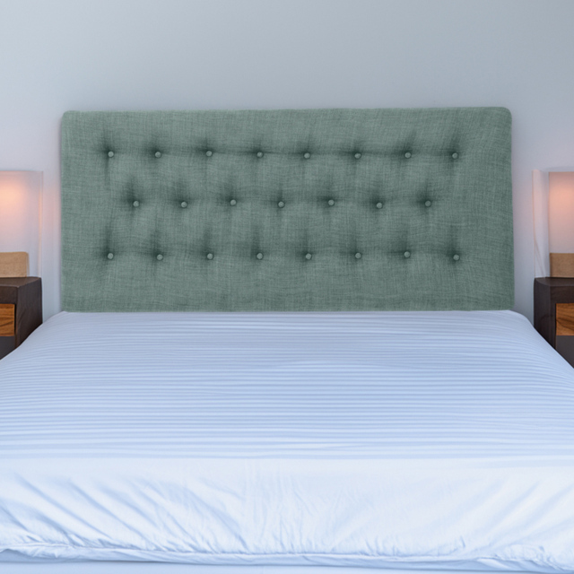 Bedmaster Lona Double Duck Egg Linen Buttoned Headboard - Blue - Wilko - image 1