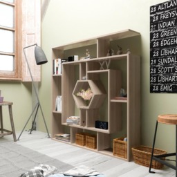 Decorotika Labrina 12 Shelf Cordoba Hexagonal Geometric Bookcase - Size: 134 x 134 x 22cm - Grey - Wilko - thumbnail 5