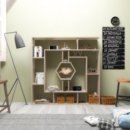 Decorotika Labrina 12 Shelf Cordoba Hexagonal Geometric Bookcase - Size: 134 x 134 x 22cm - Grey - Wilko - thumbnail 4