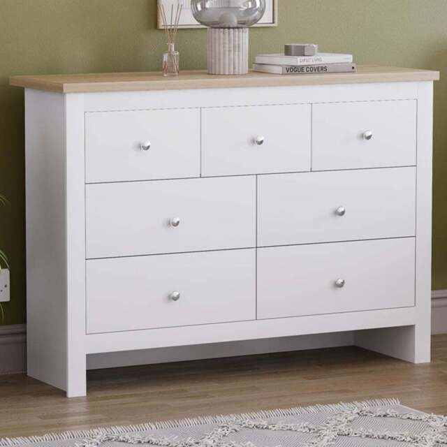 Vida Designs Arlington 7 Drawer White Shaker Style Chest of Drawers - Wilko - image 1