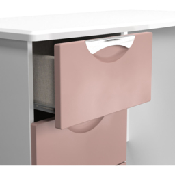 Crowndale Camden 3 Drawer Kobe Pink and White Vanity Dressing Table Ready Assembled - Size: #REF! - Kobe Pink & White - Wilko - thumbnail 7
