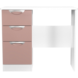 Crowndale Camden 3 Drawer Kobe Pink and White Vanity Dressing Table Ready Assembled - Size: #REF! - Kobe Pink & White - Wilko - thumbnail 3