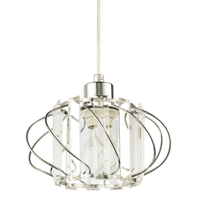 Happy Homewares Pendant Lamp Shade with Clear Acrylic Prim - Size: 19 x 19 x 19cm - Silver - Wilko - image 1
