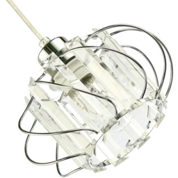 Happy Homewares Pendant Lamp Shade with Clear Acrylic Prim - Size: 19 x 19 x 19cm - Silver - Wilko - thumbnail 5