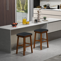 Costway Brown Upholstered Counter Height Bar Stool Set of 2 - Size: 81 x 51 x 19cm - Wilko - thumbnail 4