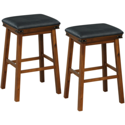 Costway Brown Upholstered Counter Height Bar Stool Set of 2 - Size: 81 x 51 x 19cm - Wilko - thumbnail 3