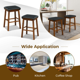 Costway Brown Upholstered Counter Height Bar Stool Set of 2 - Size: 81 x 51 x 19cm - Wilko - thumbnail 6