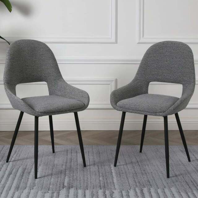 Pebble Set of 2 Light Grey Boucle Dining Chair - Home Garden Direct - Wilko - image 1