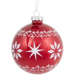 Ruby Snowflake Glass Bauble Red - Santa's Chalet - Wilko