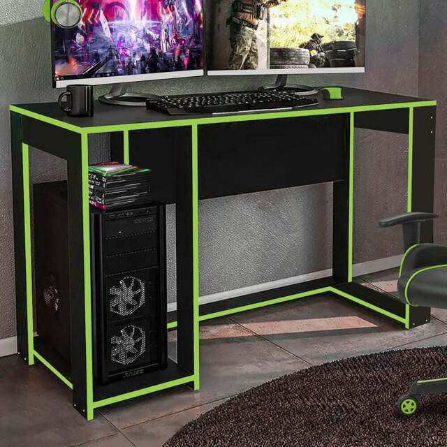 Ryker Ergonomic Gaming Desk Black and Green - Size: 75.5 x 120 x 53.5cm - Multi - Home Detail - Wilko - image 1