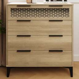 GFW Ezra 4 Drawer Oak Chest of Drawers - Brown - Wilko