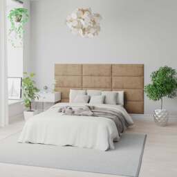 Aspire EasyMount Champagne Firenze Velour Upholstered Wall Mounted Headboard Panels 2 Pack - Cream - Aspire Beds - Wilko