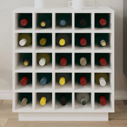 vidaXL 25 Bottle White Freestanding Wine Cabinet - Size: 61 x 55.5 x 34cm - Wilko