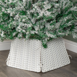 Samuel Alexander White Foldable Faux Rattan Christmas Tree Skirt 47cm - Size: 30 x 47 x 46cm - Wilko - thumbnail 3