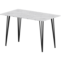 Living and Home 4 Seater Marble Effect Dining Table Grey and White - White + Black - Wilko - thumbnail 3