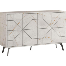 Decortie Dune 4 Door Gold Marble Effect Sideboard - Size: 77.4 x 123 x 35cm - Grey - Wilko - thumbnail 3