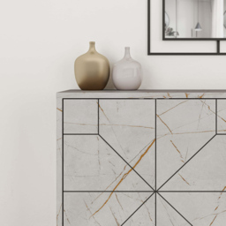 Decortie Dune 4 Door Gold Marble Effect Sideboard - Size: 77.4 x 123 x 35cm - Grey - Wilko - thumbnail 4