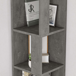 Decortie Piano Retro Grey Modern Corner Tall Bookcase - Size: 5 Shelf - Wilko - thumbnail 4