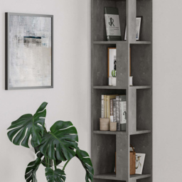 Decortie Piano Retro Grey Modern Corner Tall Bookcase - Size: 5 Shelf - Wilko - thumbnail 5