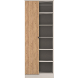 Crowndale Bora Single Door 6 Shelf Gold Oak and Kashmir Double Wardrobe - Cream - Wilko - thumbnail 3