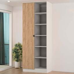 Crowndale Bora Single Door 6 Shelf Gold Oak and Kashmir Double Wardrobe - Cream - Wilko