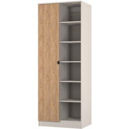 Crowndale Bora Single Door 6 Shelf Gold Oak and Kashmir Double Wardrobe - Cream - Wilko - thumbnail 5
