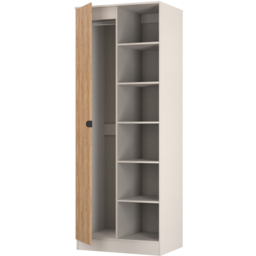 Crowndale Bora Single Door 6 Shelf Gold Oak and Kashmir Double Wardrobe - Cream - Wilko - thumbnail 6