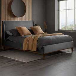 Birlea Lincoln Double Plush Velvet Bed Frame with Headboard - Grey - Wilko - thumbnail 1
