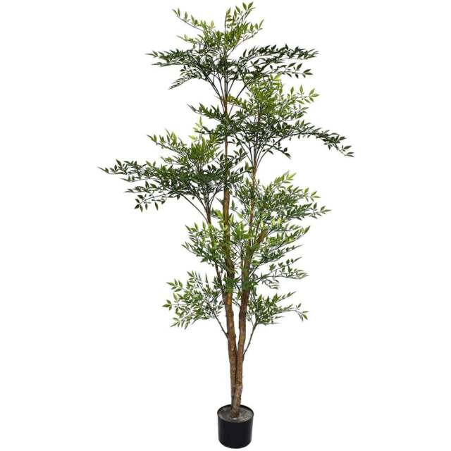 Leaf Nandina Artificial Tree in Pot 5ft - Size: 165 x 90 x 90cm - Green - Wilko