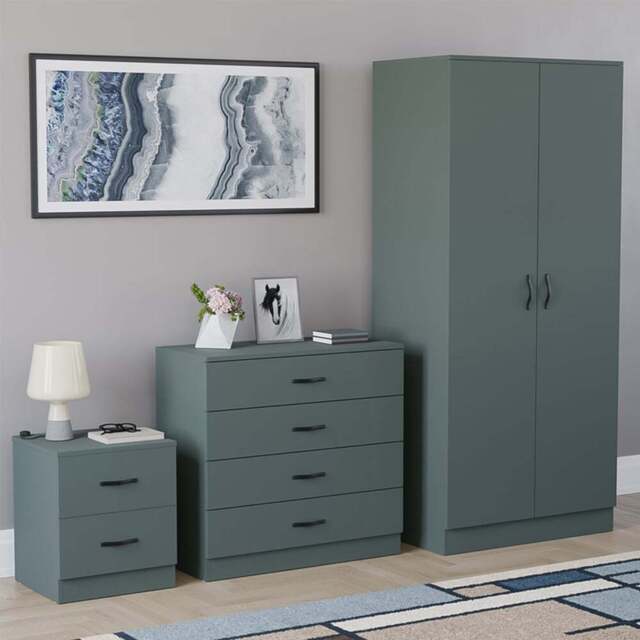 VIDA DESIGNS Riano Green 3 Piece Bedroom Furniture Set - Jasper Green - Wilko - image 1