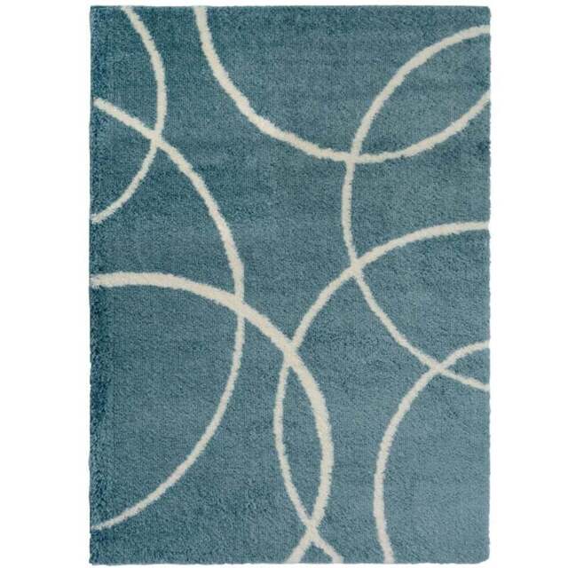 Homemaker Blue and Ivory Bubbles Snug Shaggy Rug 120 x 170cm - Multi - Wilko - image 1