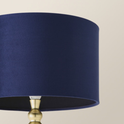 ValueLights Maggie Navy Blue Velvet and Gold Drum Shade Candlestick LED Table Lamp - Size: 50 x 25 x 25cm - Wilko - thumbnail 4
