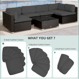 Outsunny Dark Grey Garden Rattan Sofa Cushion Cover 14 Pack - Size: 14 Piece - Wilko - thumbnail 5