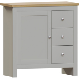 Vida Designs Arlington Single Door 3 Drawer Grey Sideboard - Size: 35 x 79 x 80cm - Wilko - thumbnail 3