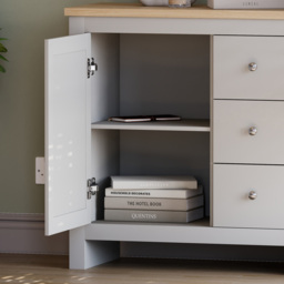 Vida Designs Arlington Single Door 3 Drawer Grey Sideboard - Size: 35 x 79 x 80cm - Wilko - thumbnail 5