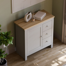 Vida Designs Arlington Single Door 3 Drawer Grey Sideboard - Size: 35 x 79 x 80cm - Wilko - thumbnail 6