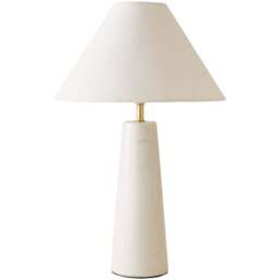 ValueLights Margot White Marble Taper Shade LED Table Lamp - Size: 47.5 x 30 x 30cm - Wilko