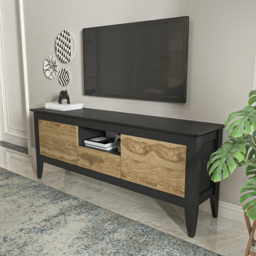 Decorotika Verde 3 Door Single Shelf Oud and Black TV Unit - Size: 59 x 150 x 35cm - Multi - Wilko - thumbnail 7
