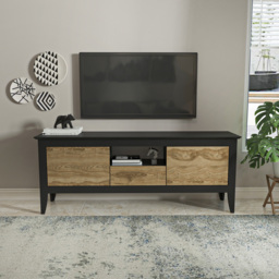 Decorotika Verde 3 Door Single Shelf Oud and Black TV Unit - Size: 59 x 150 x 35cm - Multi - Wilko - thumbnail 6