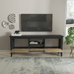 Decorotika Verde 3 Door Single Shelf Oud and Black TV Unit - Size: 59 x 150 x 35cm - Multi - Wilko - thumbnail 5