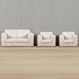 Luxor 4 Seater Cream Jumbo Cord Full Back Sofa Suite - Wilko - thumbnail 1