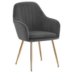 Living and Home Set of 2 Grey Modern Velvet Upholstered Dining Chair - Size: 83 x 57.5 x46 - Wilko - thumbnail 3