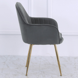 Living and Home Set of 2 Grey Modern Velvet Upholstered Dining Chair - Size: 83 x 57.5 x46 - Wilko - thumbnail 4