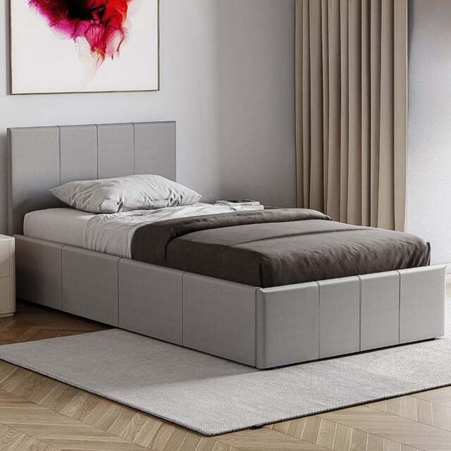 VIDA DESIGNS Lisbon Single Grey Ottoman Faux Leather Bed Frame - Wilko - image 1