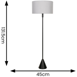 ValueLights Mitch Grey Drum Lamp Shade Black Wood Stem Triangle LED Floor Lamp - Size: 131.5 x 55 x 55cm - Wilko - thumbnail 5