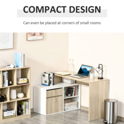 Portland L-Shaped Corner Computer Desk Oak and White - Size: 120 x 92 x 75cm - Brown - Wilko - thumbnail 6